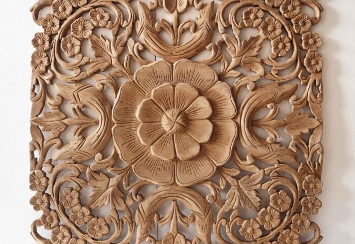 Carved wood wall art decor