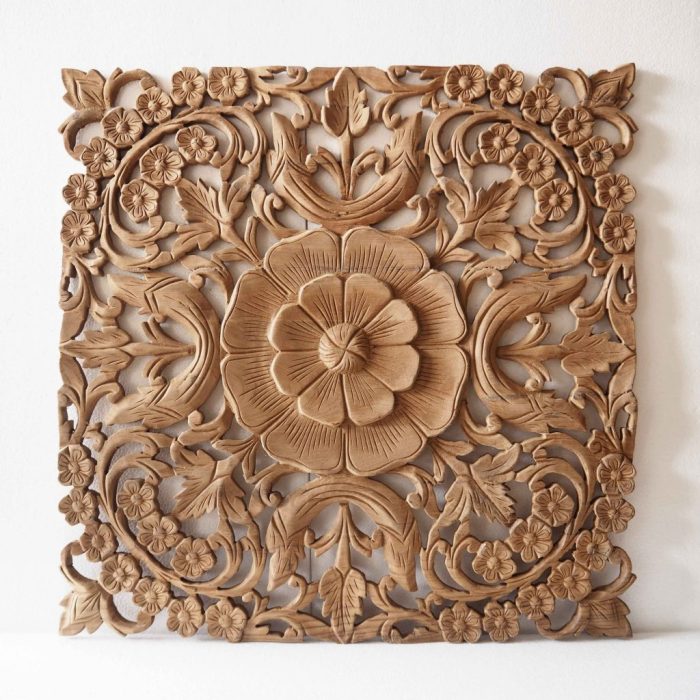 Carved wood wall art decor