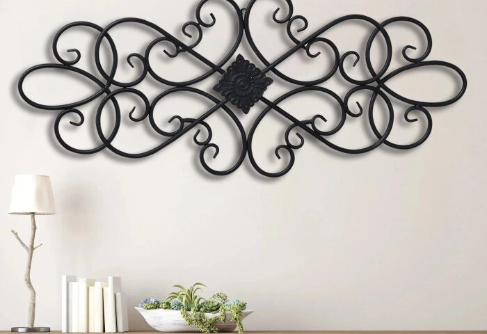 Black wrought iron coffee wall art decor plaque