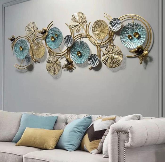 Blue metal wall art decor