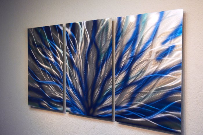 Blue metal wall art decor