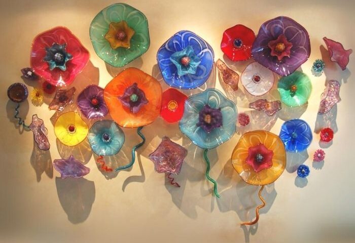 Glass wall decor blown plates plate hanging multi colored bernardbeneito